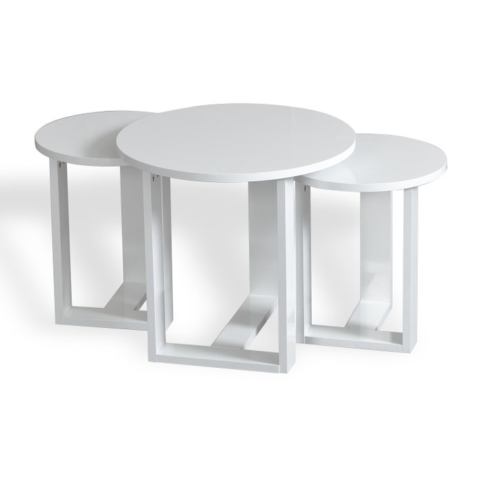 Hanah Home Mira - Mesa Nido Blanca (3 piezas)
